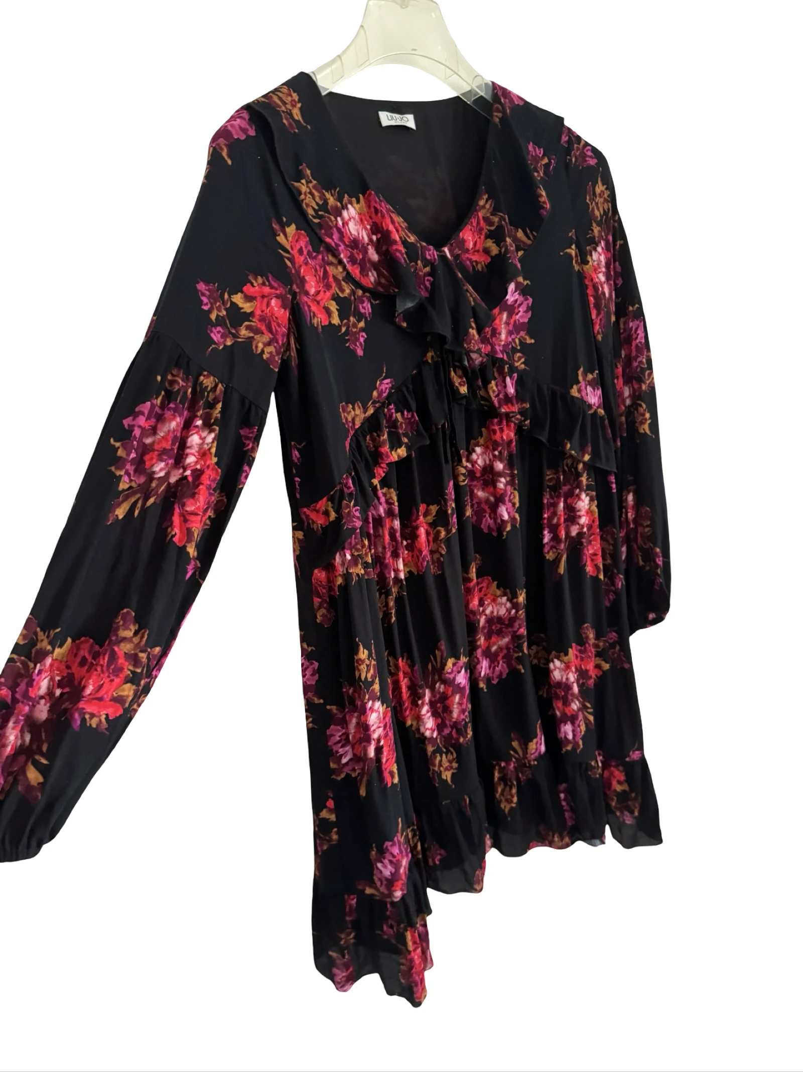LIU JO Milano vestido floral negro con estampado de flores rosas – photo 4